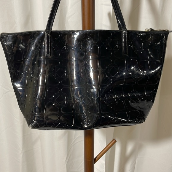 KATE SPADE BLACK PATENT LEATHER HEART TOTE BAG! - Picture 10 of 10